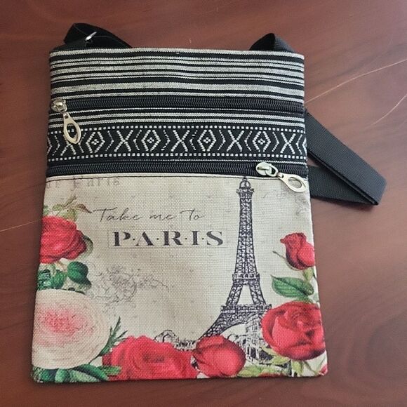 Stylish Eiffel Tower Print Mini  Canvas Crossbody Messenger Bag - Picture 5 of 11